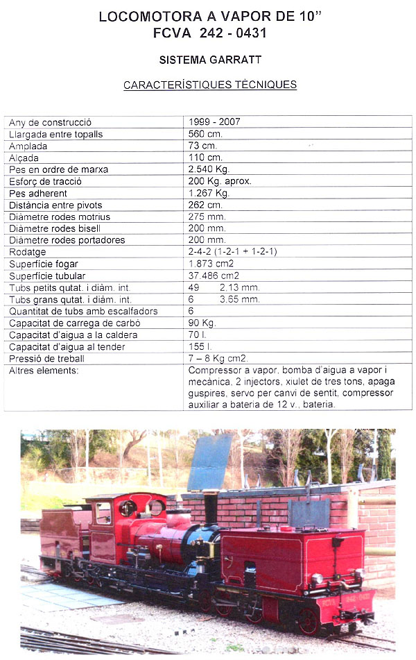 Característiques de la locomotora