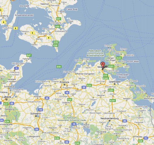 Mapa de la zona de Stralsund