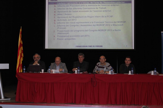 En Josep Martorell, secretari de la FCAF, obre l'Assemblea Ordinària 2013.